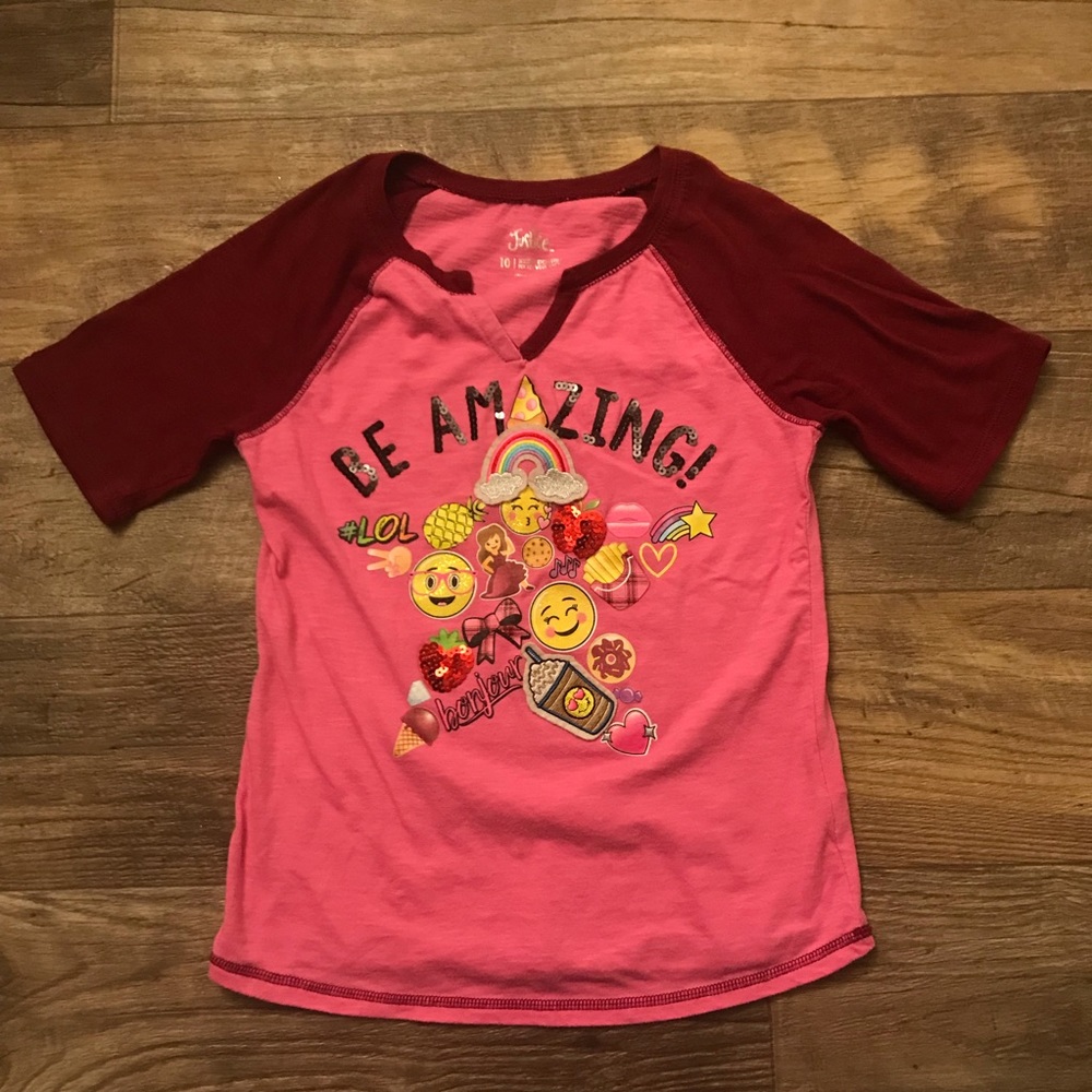 NWOT Justice sequence patch 3/4 sleeve shirt